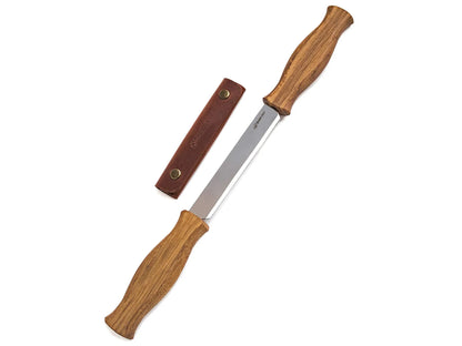 Drawknife with Oak Handle and Leather Sheath