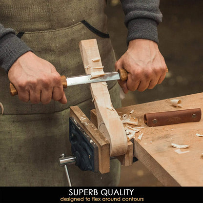 Drawknife with Oak Handle and Leather Sheath