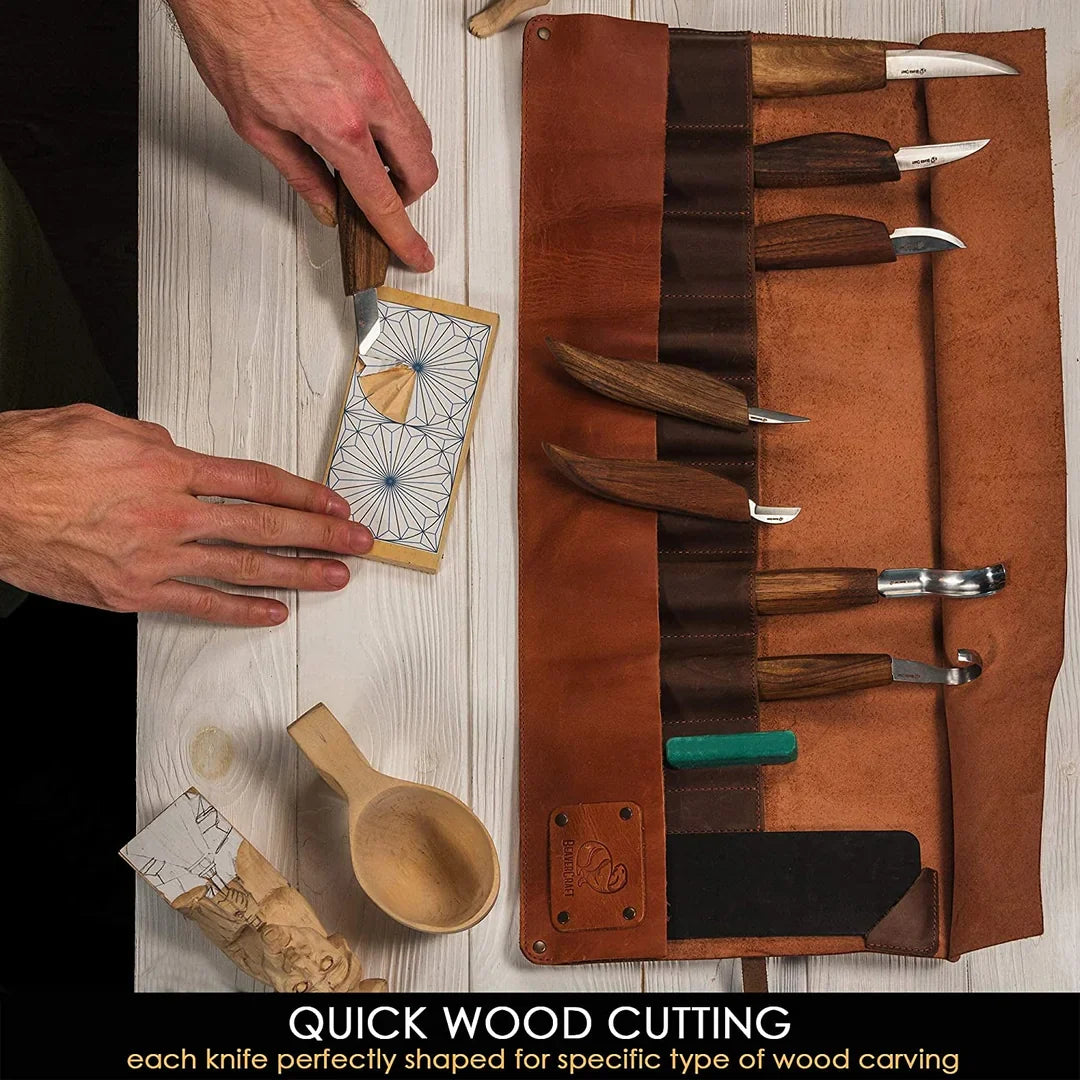 Deluxe Wood Carving Set w/Walnut Handle