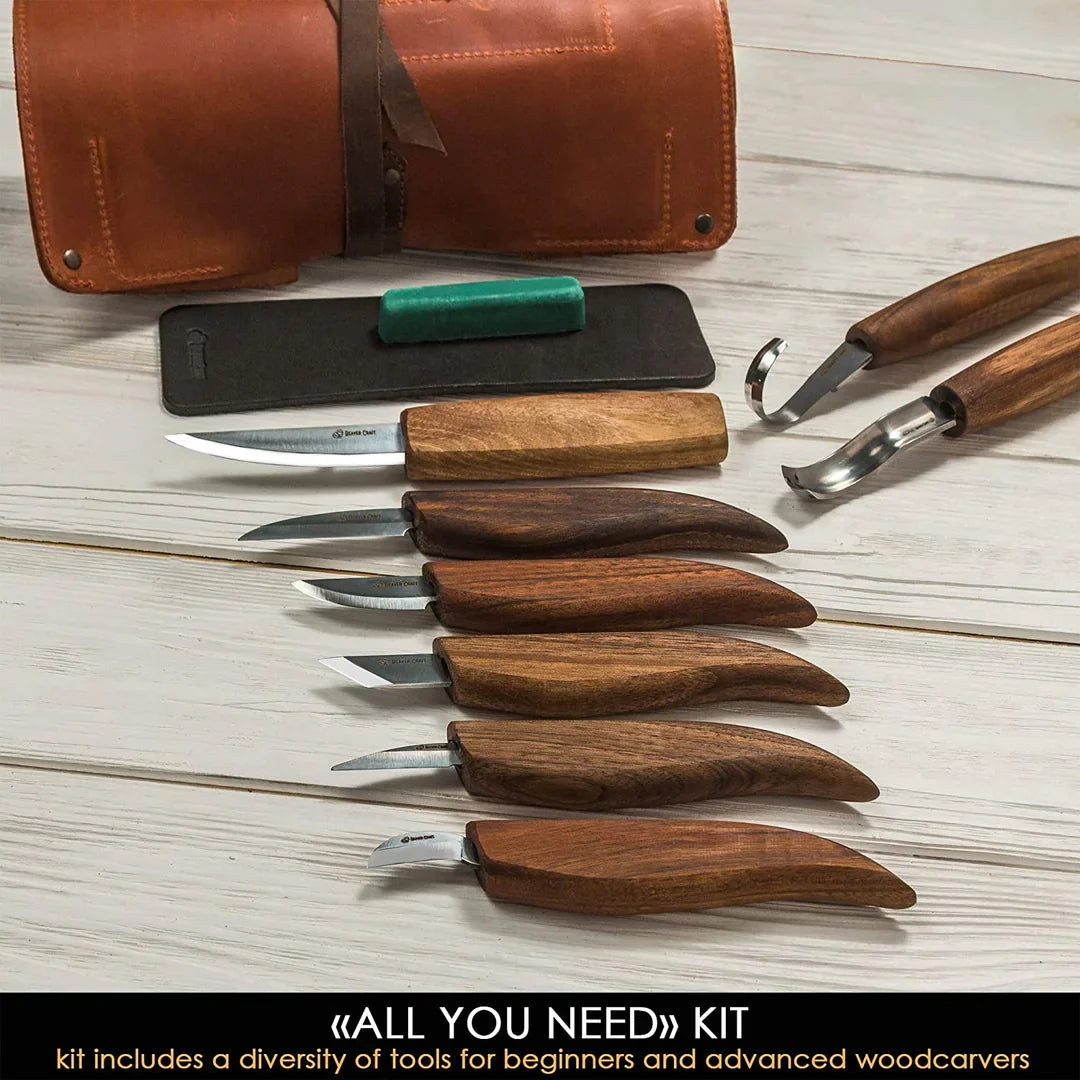 Deluxe Wood Carving Set w/Walnut Handle