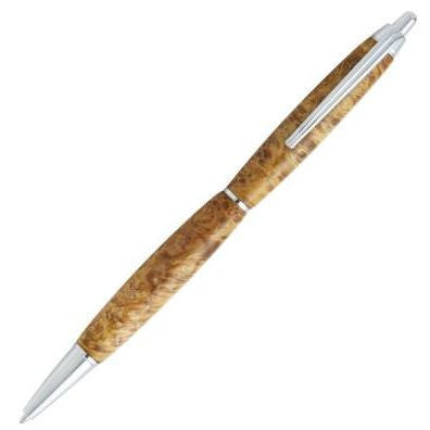 Dugan TriPen II popular Click Pen, Ballpoint, Chrome -- Plum Burl (PB5)